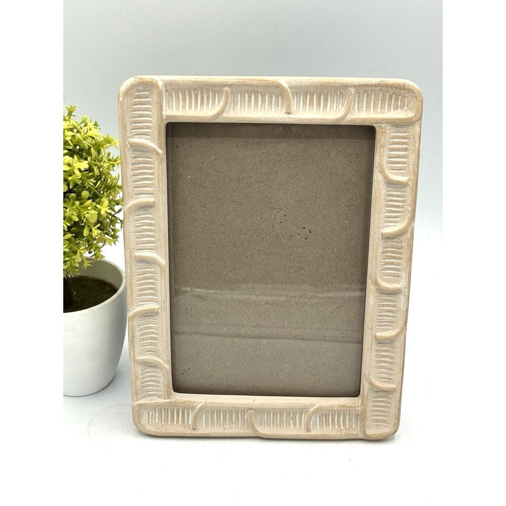 Textured Ceramic Tabletop Picture Frame, Southwest Santa Fe-Style Tan